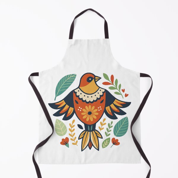 Item preview, Folk Art Bird with Flowers and Leaves Scandinavian Design designed and sold by ArtfulWeave.
