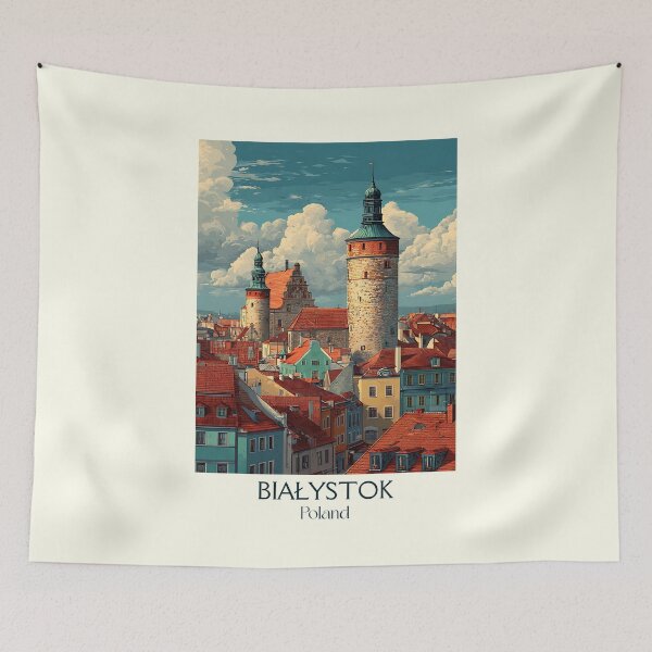 Item preview, Białystok Poland Poster – Vintage Cityscape Art Print designed and sold by TuncGK.