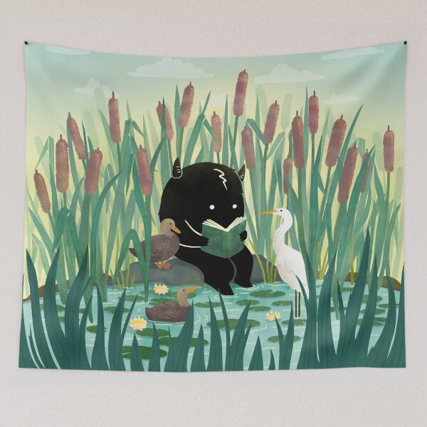 Item preview, A Quiet Lake Spot – Book Lover Monster  designed and sold by littleclyde.
