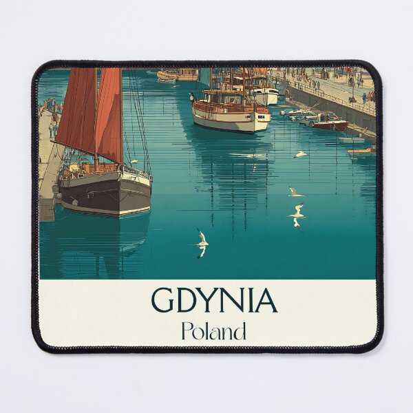 Item preview, Gdynia Poland Poster – Modernist Seaport Retro Print designed and sold by TuncGK.