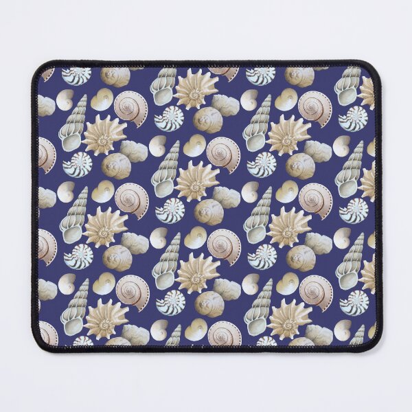 Item preview, Beachcombed Beauties on navy blue - Neutral sea shells designed and sold by LisaLeQuelenec.