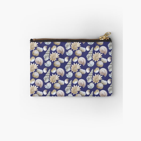 Item preview, Beachcombed Beauties on navy blue - Neutral sea shells designed and sold by LisaLeQuelenec.