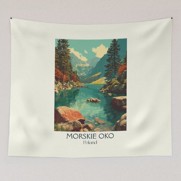 Item preview, Morskie Oko Poster – Poland’s Tatra Lake in Retro Landscape Style designed and sold by TuncGK.