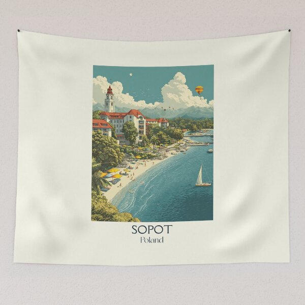 Item preview, Sopot Poster – Polish Seaside Elegance in Vintage Poster Style designed and sold by TuncGK.