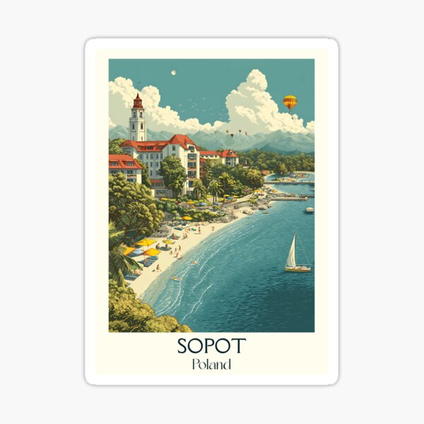 Item preview, Sopot Poster – Polish Seaside Elegance in Vintage Poster Style designed and sold by TuncGK.