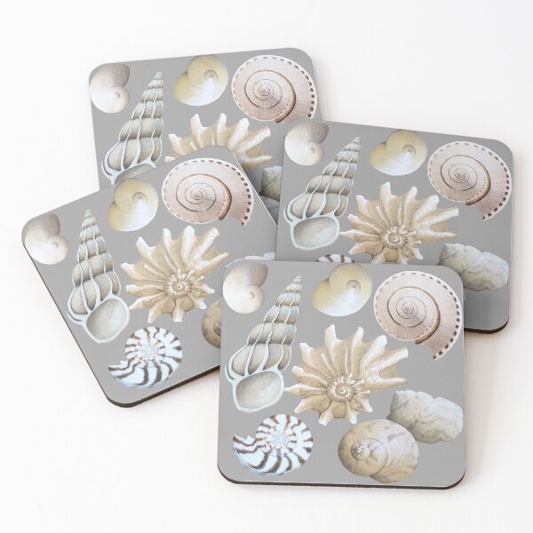 Item preview, Beachcombed Beauties on Mocha - Neutral sea shells designed and sold by LisaLeQuelenec.