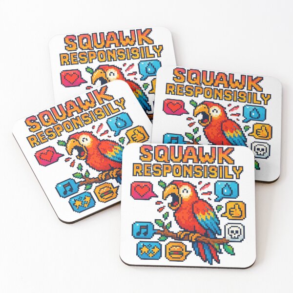 Item preview, Squawk Responsibly – Pixel Parrot Chaos Jungle Design designed and sold by NaturePixel.