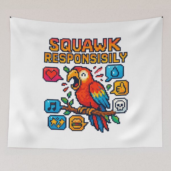 Item preview, Squawk Responsibly – Pixel Parrot Chaos Jungle Design designed and sold by NaturePixel.