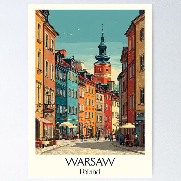 Item preview, Warsaw Poster – Poland’s Capital in Vibrant Vintage Travel Art designed and sold by TuncGK.