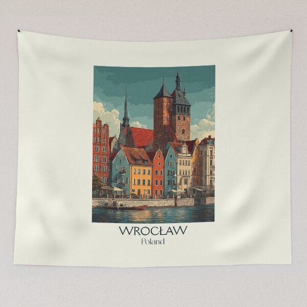 Item preview, Wrocław Poster – Riverside Polish City in Retro European Style designed and sold by TuncGK.