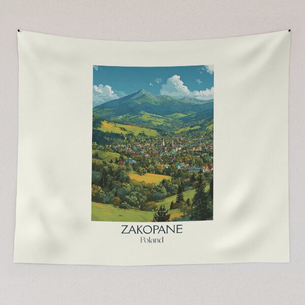 Item preview, Zakopane Poster – Tatra Mountains Village in Vintage Alpine Style designed and sold by TuncGK.