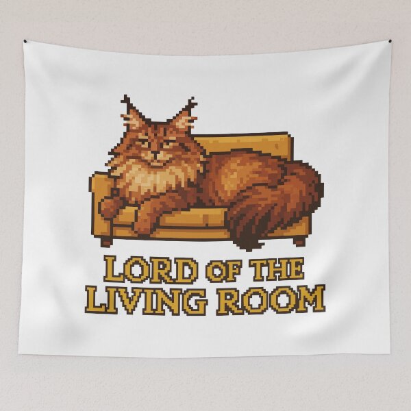 Item preview, Lord of the Living Room – Majestic Maine Coon Pixel Cat designed and sold by NaturePixel.