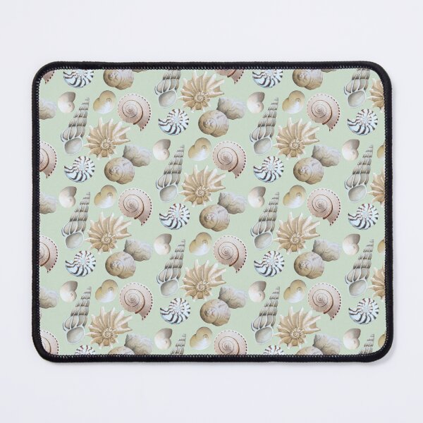 Item preview, Beachcombed Beauties on seaglass green - Neutral sea shells designed and sold by LisaLeQuelenec.