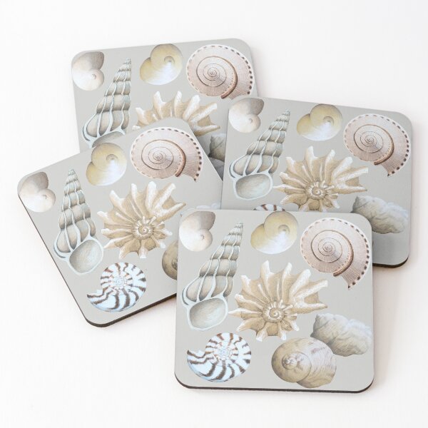 Item preview, Beachcombed Beauties on taupe - Neutral sea shells designed and sold by LisaLeQuelenec.
