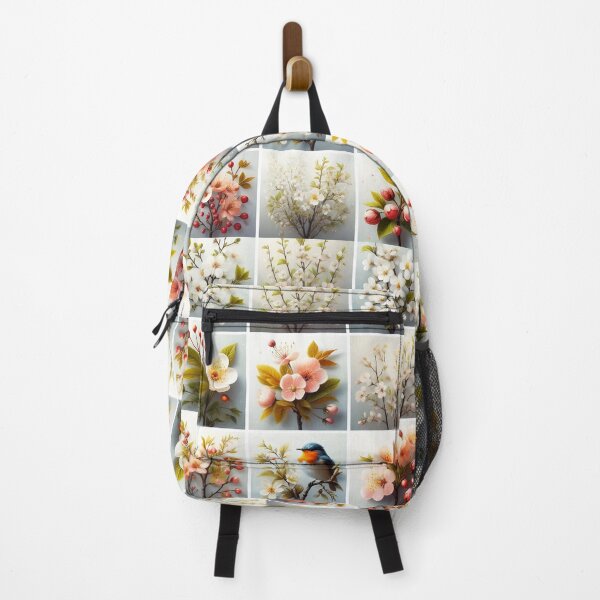 Item preview, Spring Collage 4×4 Grid – Blossoms, Cherry Twigs & Little Bird designed and sold by EmeraldeaDesign.