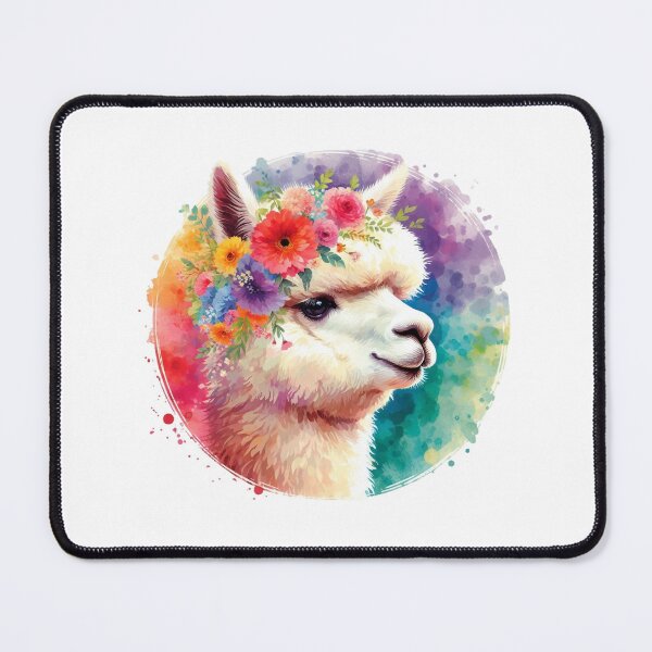 Item preview, A beautiful and cute alpaca with various leaves and colorful flowers designed and sold by Marcoshop10.