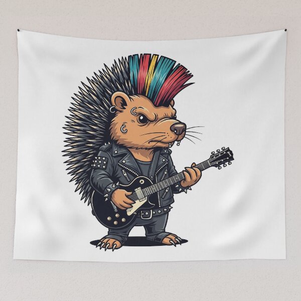 Artikelvorschau, Punk Porcupine – Irokesenrocker in Lederjacke entworfen und verkauft von MzulhilmiZam.