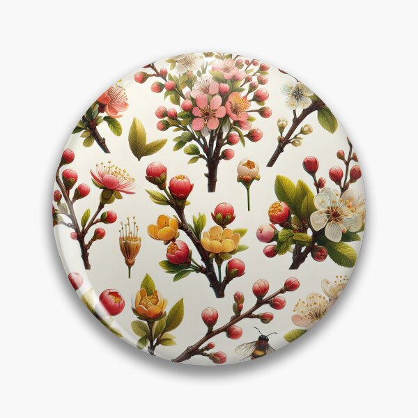 Item preview, Sakura Botanical Collage – Pink White Cherry Blossoms on Varied Twigs designed and sold by EmeraldeaDesign.