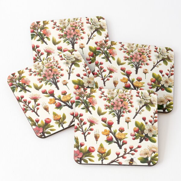 Item preview, Sakura Botanical Collage – Pink White Cherry Blossoms on Varied Twigs designed and sold by EmeraldeaDesign.