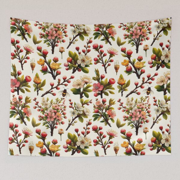 Item preview, Sakura Botanical Collage – Pink White Cherry Blossoms on Varied Twigs designed and sold by EmeraldeaDesign.