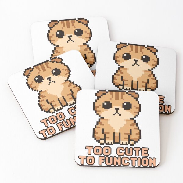 Item preview, Too Cute to Function – Pixel Scottish Fold Cat designed and sold by NaturePixel.