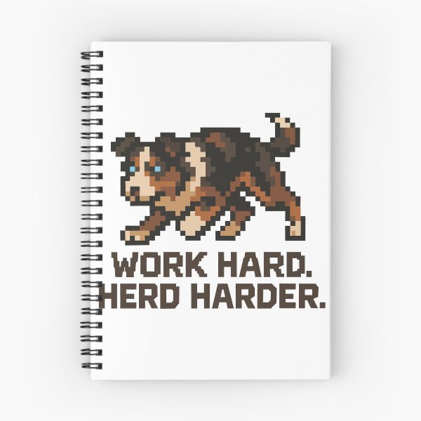 Item preview, Work Hard. Herd Harder. – Pixel Australian Shepherd Design designed and sold by NaturePixel.
