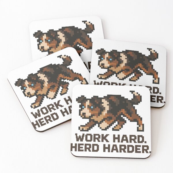 Item preview, Work Hard. Herd Harder. – Pixel Australian Shepherd Design designed and sold by NaturePixel.