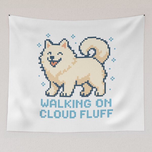 Item preview, Walking on Cloud Fluff – Pixel Samoyed with Snowflakes designed and sold by NaturePixel.