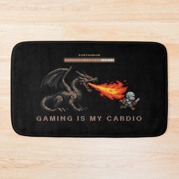 Item preview, Gaming Is My Cardio | Pixel Art Dragon vs Knight | Funny Gamer Quote designed and sold by Frezcola.