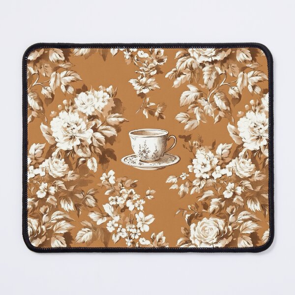Item preview, Coffee cup and French country roses in cinnamon and white designed and sold by SophieClimaArt.