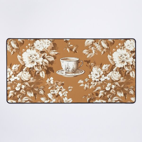 Item preview, Coffee cup and French country roses in cinnamon and white designed and sold by SophieClimaArt.