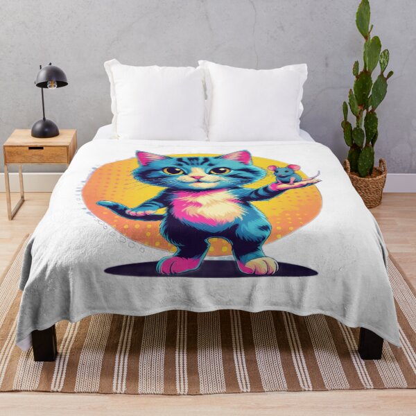 Item preview, cute funny cat ,The colorful cat is holding a mouse, cute cat,cute funny designed and sold by Expressions-Sel.