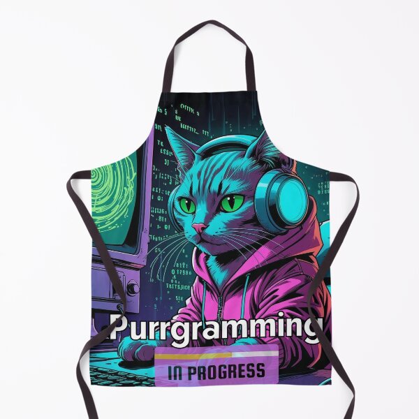 Item preview, Cyberpunk cat in a Hoodie : Purrgramming in progress designed and sold by Quiet Spark Studio.