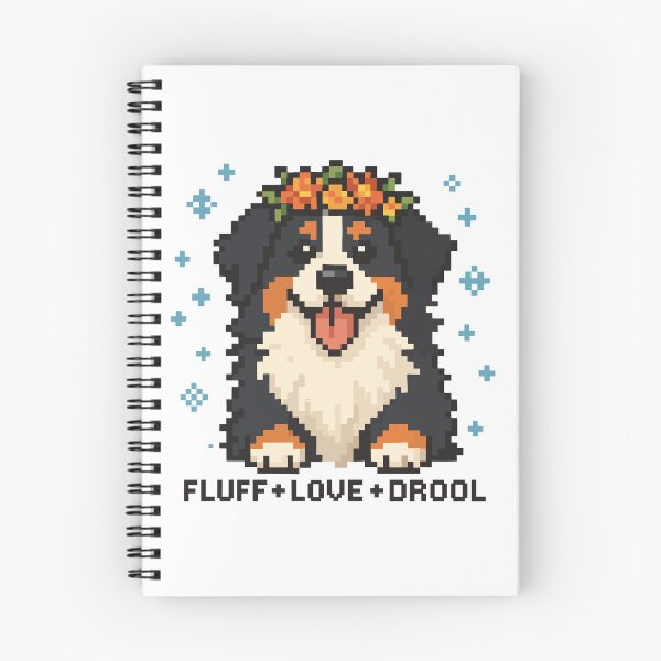 Item preview, Fluff + Love + Drool – Pixel Bernese Mountain Dog with Flower Crown designed and sold by NaturePixel.