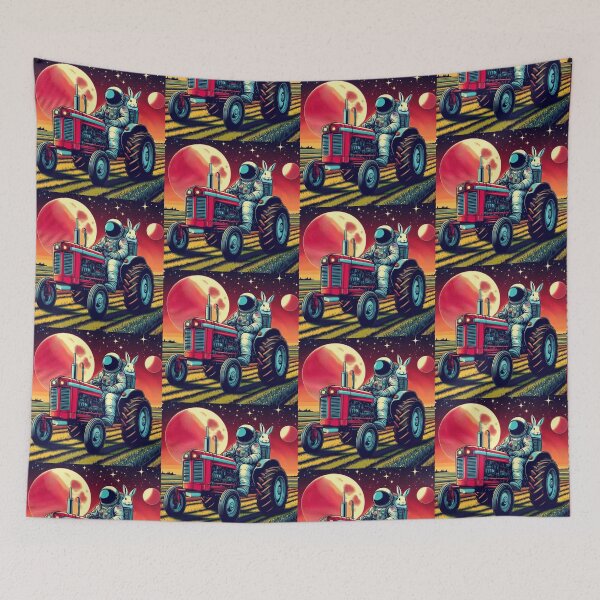 Item preview, an astronaut using a tractor in space and his friend the rabbit designed and sold by Dogandesighn.