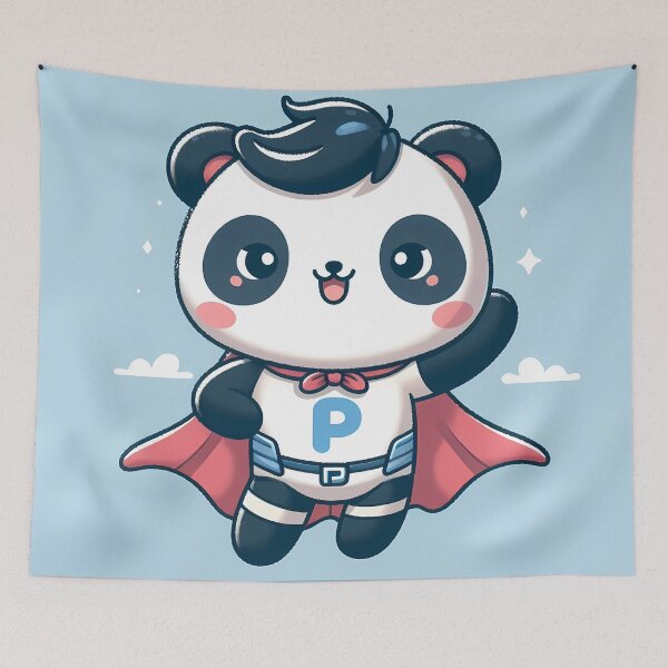 Item preview, Cute Panda Superhero - Folk Art by heidiannemorris © designed and sold by FOLK ART FUSION by heidiannemorris.