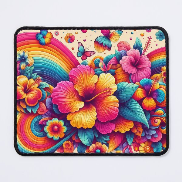 Item preview, Vibrant Rainbow Hibiscus Flowers - Folk Art by heidiannemorris © designed and sold by FOLK ART FUSION.