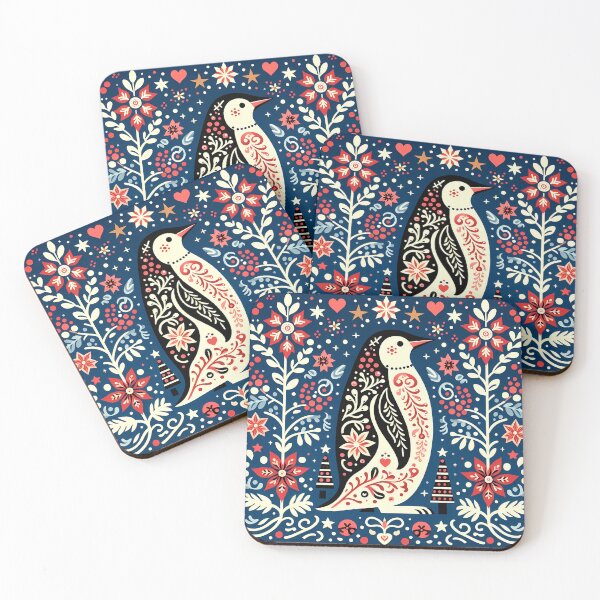 Item preview, Cute Patterned Penguin - Scandinavian Folk Art by heidiannemorris © designed and sold by FOLK ART FUSION by heidiannemorris.