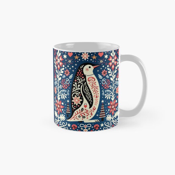 Item preview, Cute Patterned Penguin - Scandinavian Folk Art by heidiannemorris © designed and sold by FOLK ART FUSION.