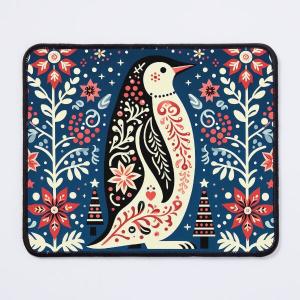 Item preview, Cute Patterned Penguin - Scandinavian Folk Art by heidiannemorris © designed and sold by FOLK ART FUSION by heidiannemorris.