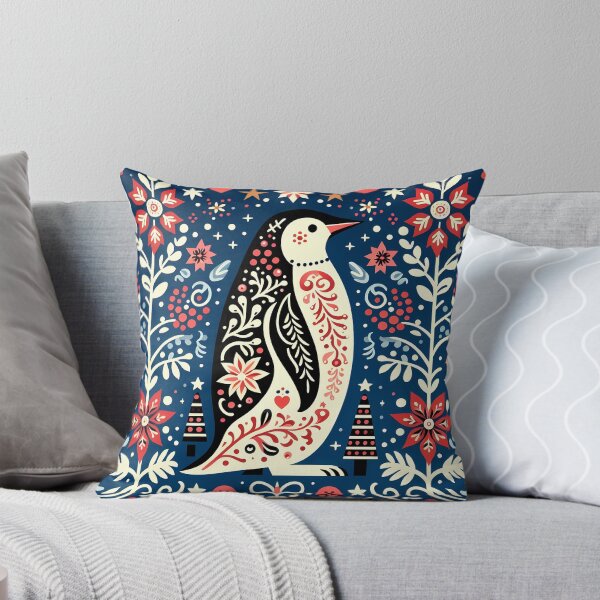Item preview, Cute Patterned Penguin - Scandinavian Folk Art by heidiannemorris © designed and sold by FOLK ART FUSION by heidiannemorris.