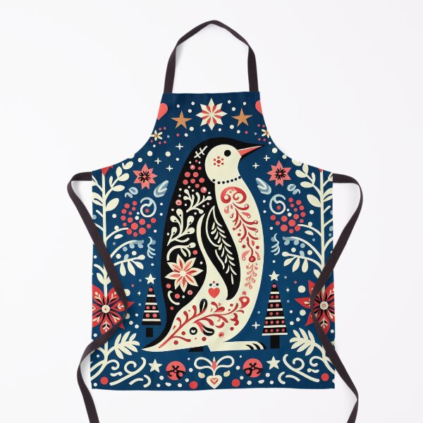 Item preview, Cute Patterned Penguin - Scandinavian Folk Art by heidiannemorris © designed and sold by FOLK ART FUSION by heidiannemorris.