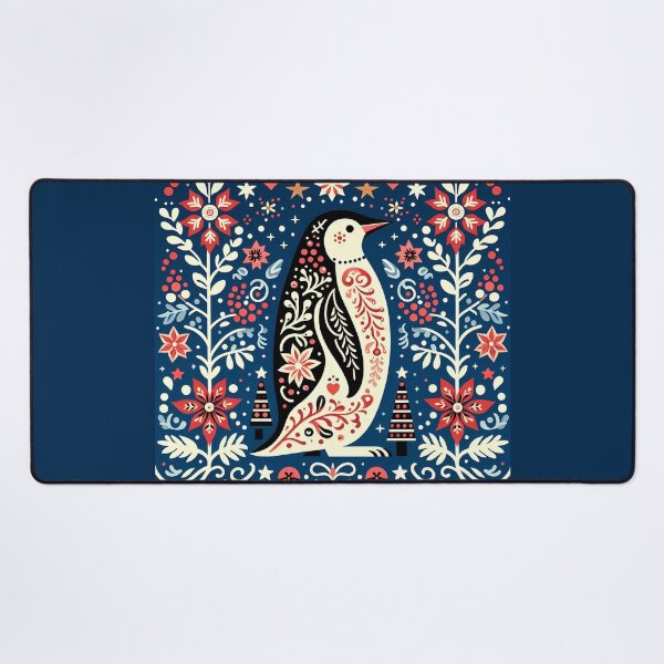 Item preview, Cute Patterned Penguin - Scandinavian Folk Art by heidiannemorris © designed and sold by FOLK ART FUSION by heidiannemorris.