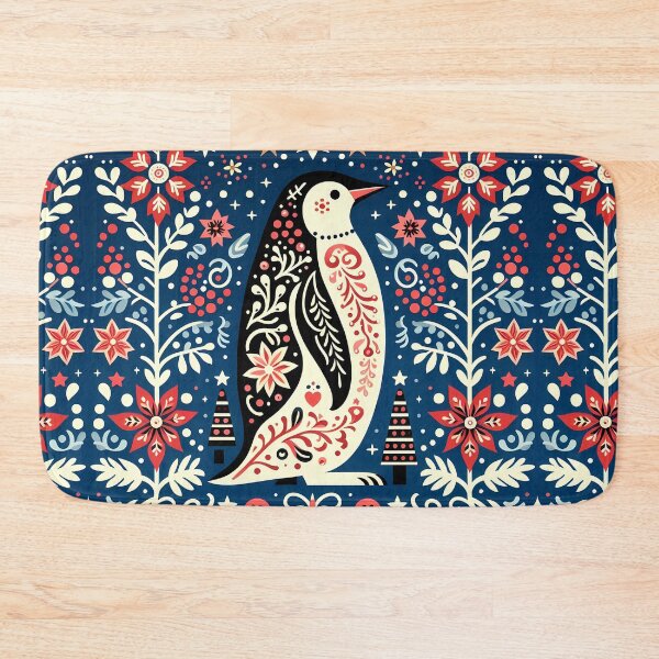 Item preview, Cute Patterned Penguin - Scandinavian Folk Art by heidiannemorris © designed and sold by FOLK ART FUSION by heidiannemorris.