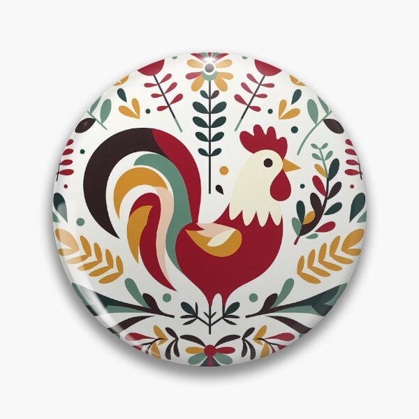 Item preview, Cute Patterned Rooster - Scandinavian Folk Art by heidiannemorris © designed and sold by FOLK ART FUSION by heidiannemorris.