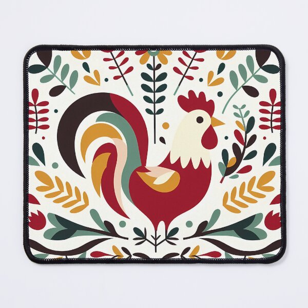Item preview, Cute Patterned Rooster - Scandinavian Folk Art by heidiannemorris © designed and sold by FOLK ART FUSION by heidiannemorris.