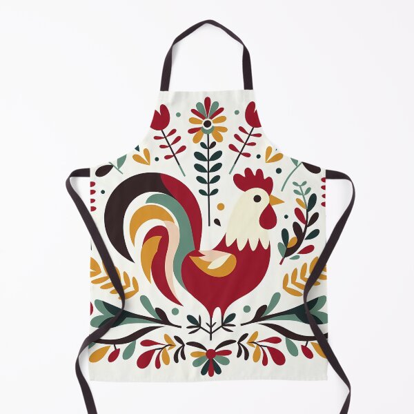 Item preview, Cute Patterned Rooster - Scandinavian Folk Art by heidiannemorris © designed and sold by FOLK ART FUSION by heidiannemorris.