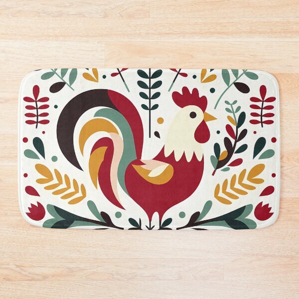Item preview, Cute Patterned Rooster - Scandinavian Folk Art by heidiannemorris © designed and sold by FOLK ART FUSION by heidiannemorris.