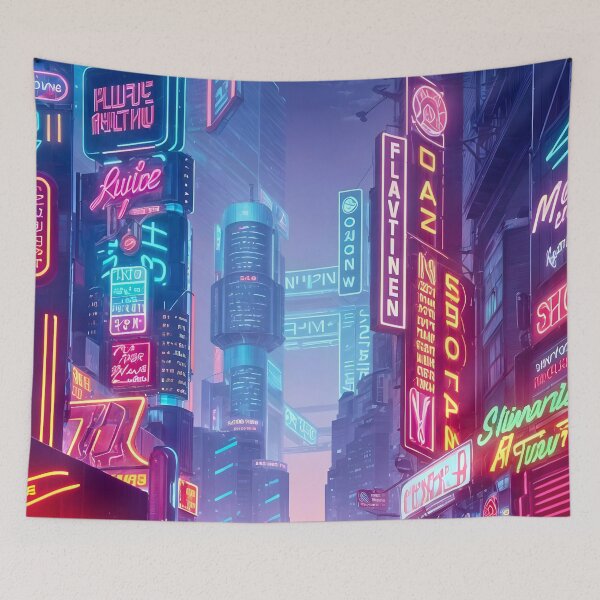 Item preview, Neon Cityscape: Futuristic Urban Scene designed and sold by Ink Art Design.
