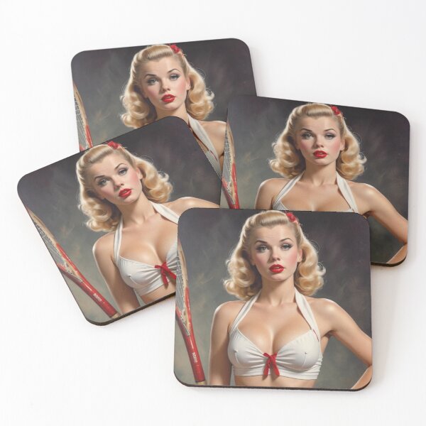 Item preview, 1940s Tennis Blonde Pin Up Art  designed and sold by MissSaylor.